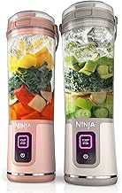 BC155PS Blast Two-Pack Portable Blender, Cordless, 18oz. Vessel, Personal Blender-for Shakes & Smoothies, BPA Free, Leakproof-Lid & Sip Spout, Rechargeable, Dishwasher Safe Parts, Peach & Stone