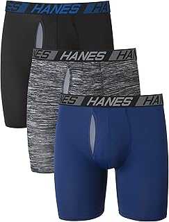Men’s Total Support Pouch Boxer Briefs, X-Temp Cooling, Moisture-Wicking Underwear, Regular, Long-leg and Trunk, 3-Pack