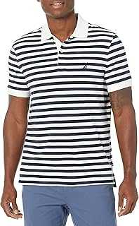 Men's Classic Fit 100% Cotton Soft Short Sleeve Stripe Polo Shirt