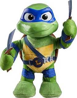Teenage Mutant Ninja Turtles: Mutant Mayhem Leonardo Plush Toy with Action & 20+ Sounds, 11-inch Soft Doll with Vinyl Head