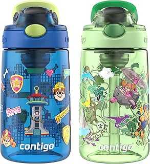 Aubrey Paw Patrol Leak-Proof Spill-Proof, 2-Pack Water Bottle with Autospout, 14oz, Power Pups and Dino Treks, Green and Blue