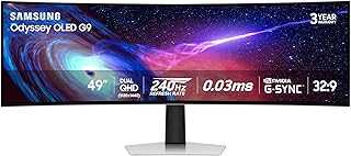 49" Odyssey OLED (G93SC) Series Curved Gaming Monitor w QD-OLED, 240Hz, 0.03ms, DQHD, G-Sync Compatible, AMD FreeSync Premium Pro,Height Adjustable Stand,3 Yr Warranty,LS49CG932SNXZA