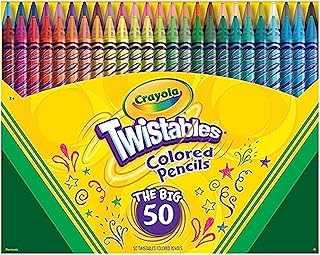 Twistables Colored Pencil Set (50ct), No Sharpen Colored Pencils For Kids Coloring Books, Drawing & Sketching Supplies, Travel Essential, 4+