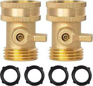 Xiny Tool Brass Garden Hose Shut Off Valve, Heavy Duty 3/4 Inch Solid Brass Garden Hose Shut Off Valve with 4 Extra Rubber Washers (2)