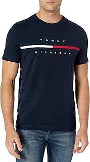 Mens Short Sleeve Signature Stripe Graphic T-Shirt T Shirt, Sky Captain, Medium US