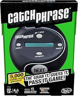 Catch Phrase Electronic Game | Fun Active Handheld Party Games for Adults, Teens, and Kids | Ages 12+ | 4 or More Players, 2 Teams | Portable Family Travel Games (Amazon Exclusive)