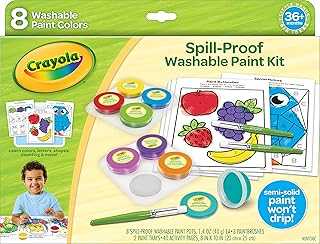 Spill Proof Paint Set (8ct), Washable Toddler Paint Kit, Includes Brushes, Pots, Activity Pages, Toddler Gift, Ages 3+