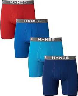 Men's Comfort Flex Fit Boxer Briefs, Ultra Soft Cotton Modal Blend Underwear, 4-pack