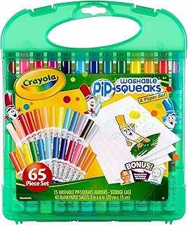 Pip-Squeaks Washable Marker Set (65ct), Coloring Set, Art Supplies for Kids, Drawing Kit, Kids Travel Activity, Craft Essentials, 4+