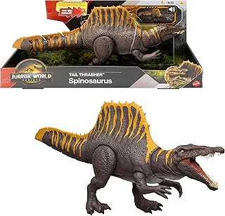Jurassic World Rebirth Dinosaur Toy, Tail Thrasher Spinosaurus Action Figure with 2 Attack Moves, Movie-Accurate & Posable, Digital Play