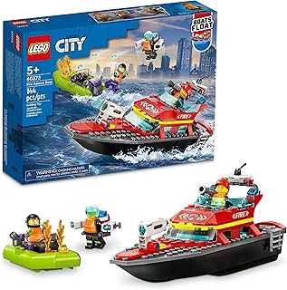City Fire Rescue Boat 60373, Toy Floats on Water, with Jetpack, Dinghy and 3 Minifigures, Everyday Hero Toys for Kids, Boys and Girls Ages 5+
