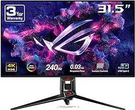 ROG Swift 32” 4K OLED Gaming Monitor (PG32UCDM) - UHD (3840 x 2160), QD-OLED, 240Hz, 0.03ms, G-SYNC Compatible, Custom Heatsink, Graphene Film, 99% DCI-P3, True 10-bit, 90W USB-C